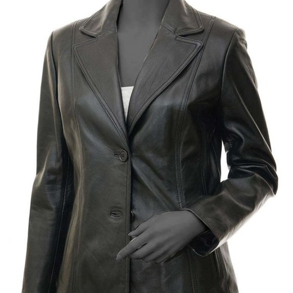 Wilsons Women's BlackLeather Blazer Jacket